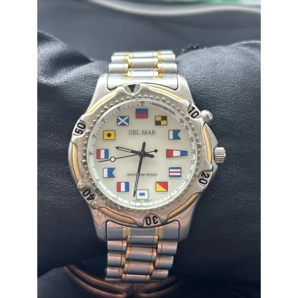 Del Mar Nautical Flag Men’s Light Up Watch